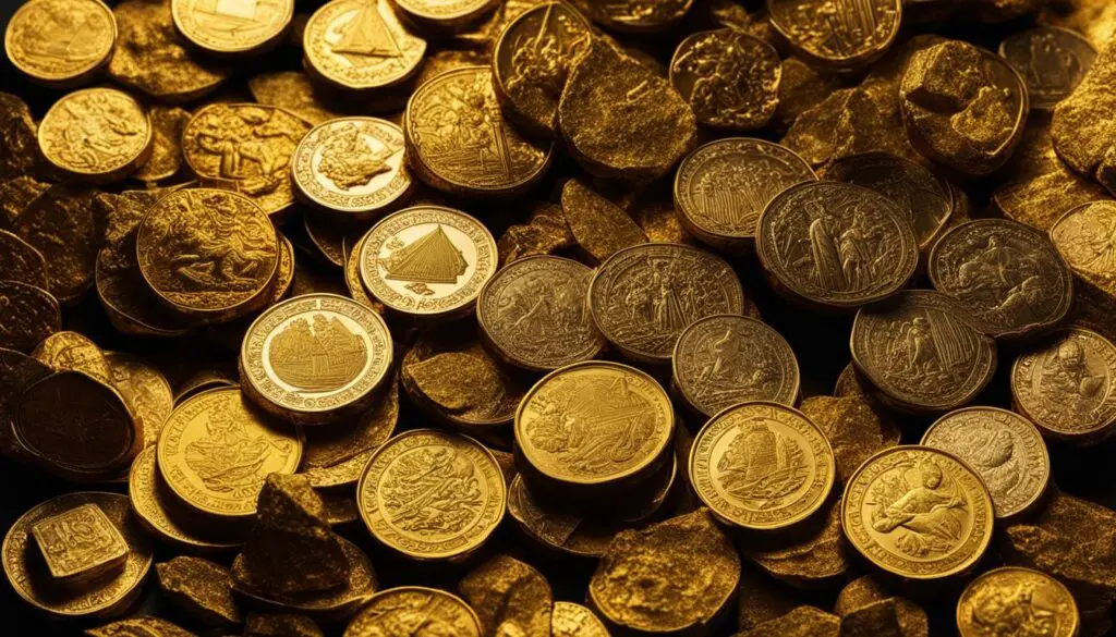 Gold coins and nuggets
