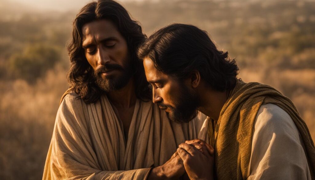 Jesus healing a person with leprosy