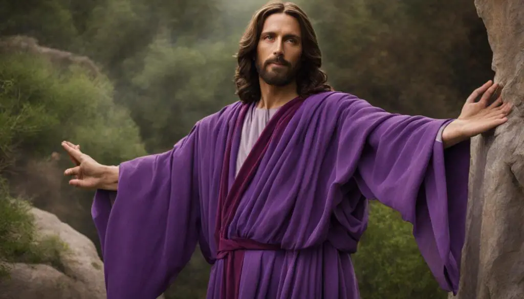 Jesus wearing a purple robe